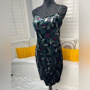 Vintage Betty & Sheila Burnout Velvet Floral Cocktail Dress 80s 90s Y2K Party